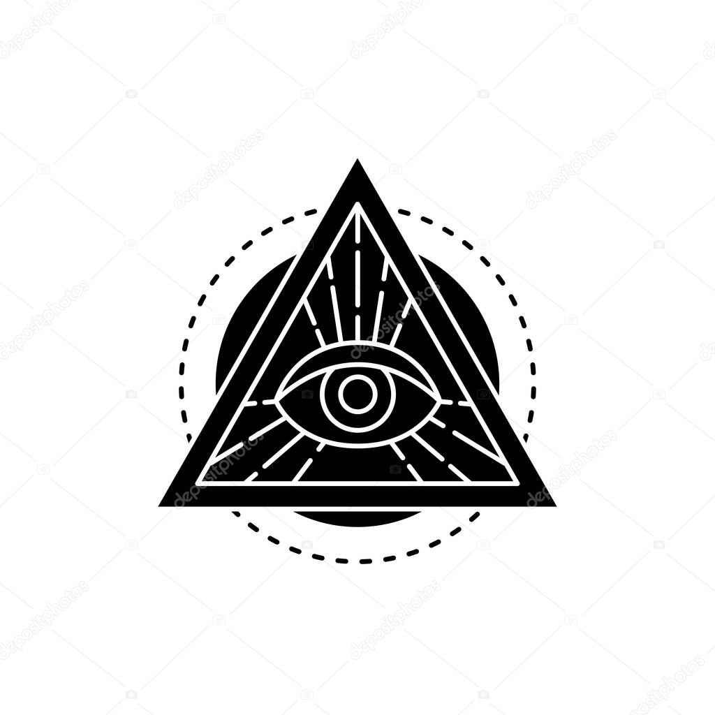 All-seeing eye illuminati color line icon. Isolated vector element. Outline pictogram for web page, mobile app, promo