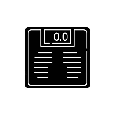 Satır renk simgesini ölçeklendirir. Kilo vermek için. Ağırlık ölçme ekipmanı konsepti. Vejetaryen yaşam tarzı. Düzenlenebilir vuruş.