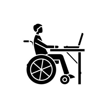 Disabled worker color line icon. Disability. Isolated vector element. 