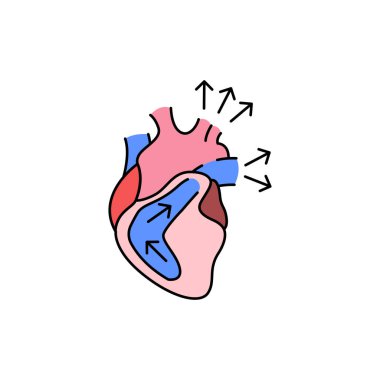 Diastole renk çizgisi simgesi. İnsan hastalıkları. Web sayfası, mobil uygulama, tanıtım için resim grafiği.