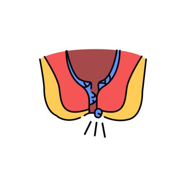 Hemoroidlerin renk çizgisi simgesi. İnsan hastalıkları. Web sayfası, mobil uygulama, tanıtım için resim grafiği.