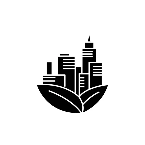 Icône Ligne Couleur Eco City Pictogramme Pour Page Web Application — Image vectorielle