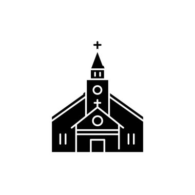Kilise inşa çizgisi renk ikonu. Din. Web sayfası için imzala