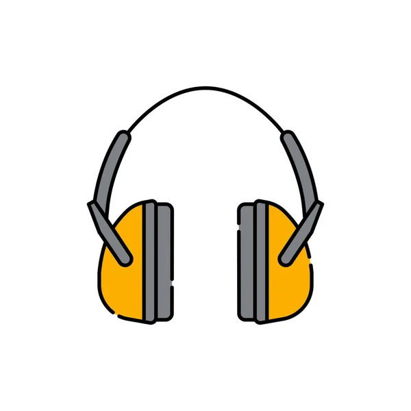 Protective Headphones Color Line Icon Isolated Vector Element Outline Pictogram — Stok Vektör