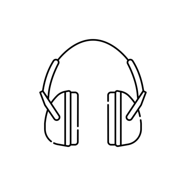 Protective Headphones Color Line Icon Isolated Vector Element Outline Pictogram — Stok Vektör