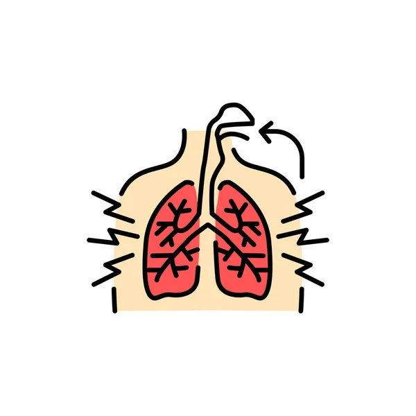 Ícone Linha Cor Respiração Falta Doenças Humanas Pictograma Para Página —  Vetores de Stock