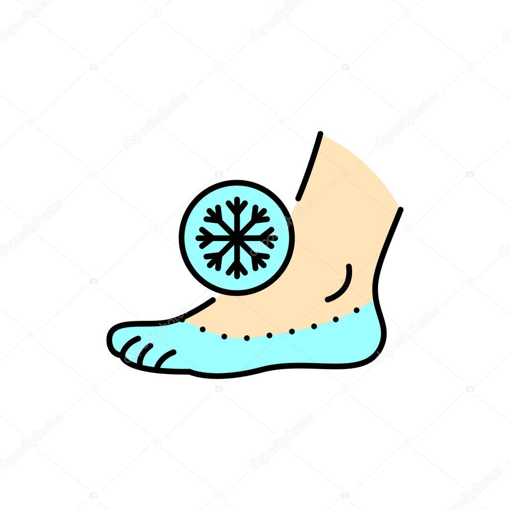 Cold feet color line icon. Human diseases. Pictogram for web page, mobile app, promo.