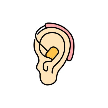 İşitme cihazı renk çizgisi simgesi. İnsan hastalıkları. Web sayfası, mobil uygulama, tanıtım için resim grafiği.