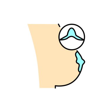 Meme ucu pedleri renk çizgisi simgesi. İnsan hastalıkları.