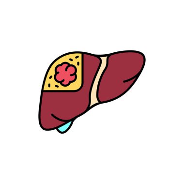 Kanser karaciğer renk çizgisi ikonu. İnsan hastalıkları.