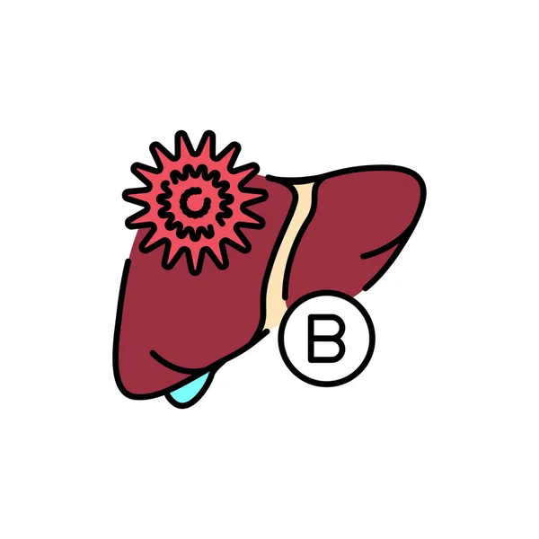 Icono de línea de color de hepatitis B. Enfermedades humanas. — Archivo Imágenes Vectoriales