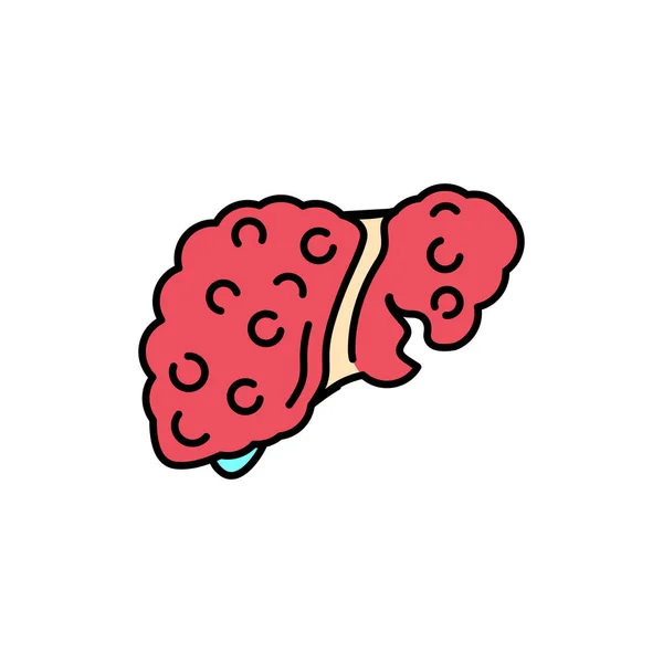 Cirrosis icono de la línea de color del hígado. Enfermedades humanas. — Vector de stock