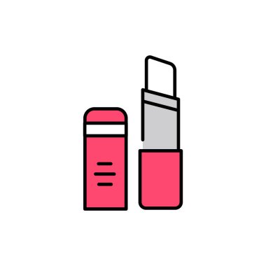 Nemlendirici dudak kremi renk çizgisi simgesi. Kozmetik ürünü. Web sayfası, mobil uygulama, tanıtım için resim grafiği.