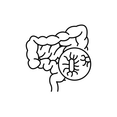 Bağırsak bakterisi renk çizgisi simgesi. İnsan hastalıkları. Web sayfası, mobil uygulama, tanıtım için resim grafiği.