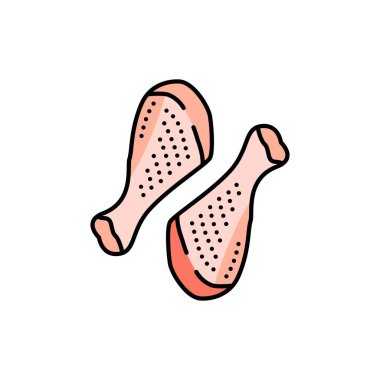 Tavuk bacağı renk çizgisi simgesi. Et doğrama.