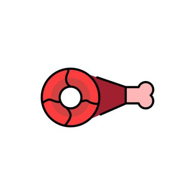 Sığır budu renk çizgisi simgesi. Et doğrama.