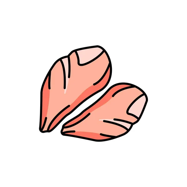 Icona linea colore filetto di pollo. Carne da taglio. — Vettoriale Stock