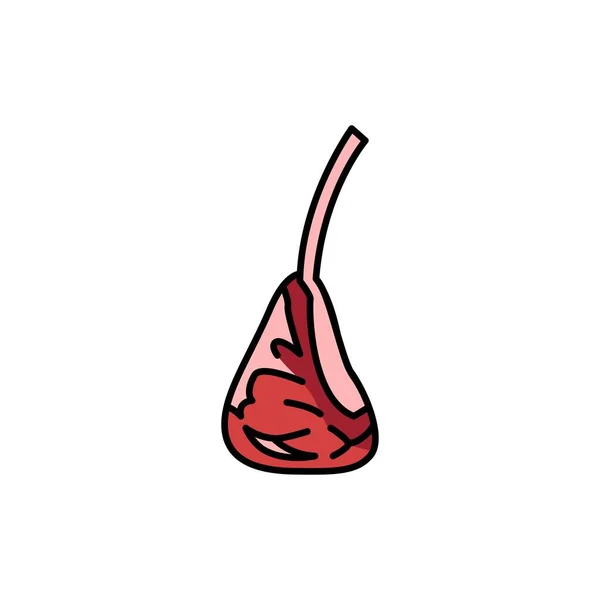 Carne tomahawk ícone de linha de cor. Carne de corte. — Vetor de Stock