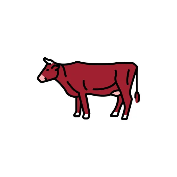 Icono de línea de color animal de vaca. Pictograma para página web — Vector de stock