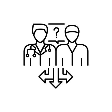 Bir doktor renk çizgisi simgesi seçin. Web sayfası, mobil uygulama, tanıtım için resim grafiği.