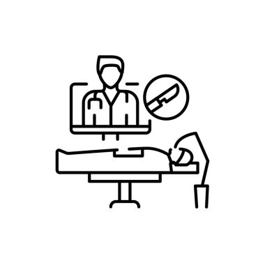 Mesafe cerrahi renk çizgisi simgesi. Web sayfası, mobil uygulama, tanıtım için resim grafiği.