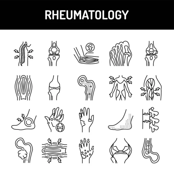 Icônes Ligne Rhumatologie Réglées Élément Vectoriel Isolé Décrivez Des Pictogrammes — Image vectorielle