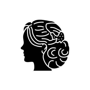 Kadın saç stili renk çizgisi ikonu. Güzellik endüstrisi. Kuaför servisi. Web sayfası, mobil uygulama, tanıtım için resim grafiği.