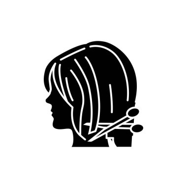 Kadın Bob saç kesimi renk çizgisi ikonu. Güzellik endüstrisi. Kuaför servisi. Web sayfası, mobil uygulama, tanıtım için resim grafiği.