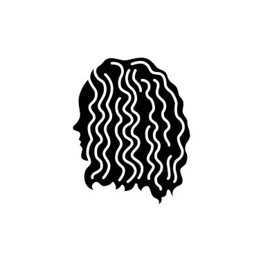 Kırmızı kıvırcık saçlı kadın renk çizgisi ikonu. Güzellik endüstrisi. Kuaför servisi. Web sayfası, mobil uygulama, tanıtım için resim grafiği.