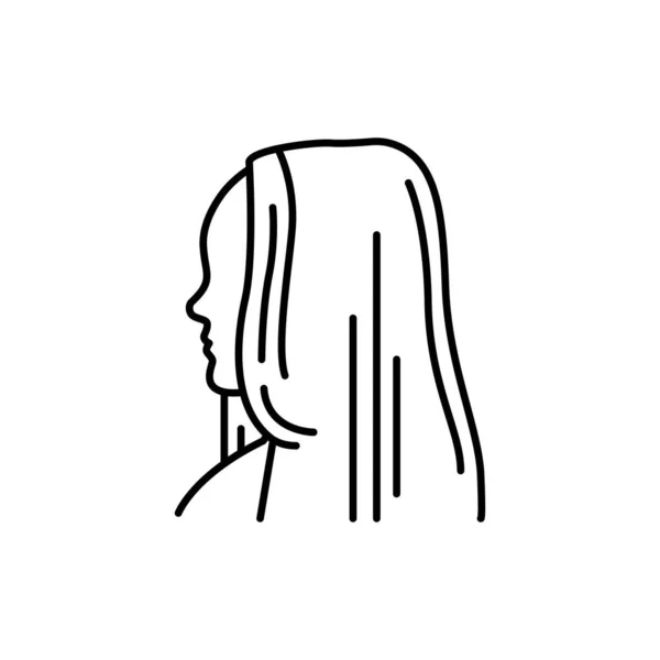 Жінка Пряме Волосся Значок Кольору Лінії Індустрія Краси Перукарня Піктограма — стоковий вектор