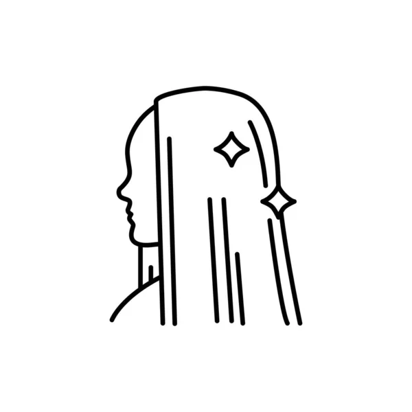 Жінка Ламінування Кольору Волосся Значок Лінії Індустрія Краси Перукарня Піктограма — стоковий вектор