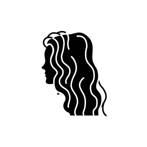 Женщина Красный Кудрявый Цвет Линии Волос Значок Косметика Парикмахерская Пиктограмма — стоковый вектор
