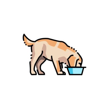 Golden retriever köpek yavrusu renk çizgisi ikonu besleniyor. Web sayfası, mobil uygulama, tanıtım için resim grafiği.