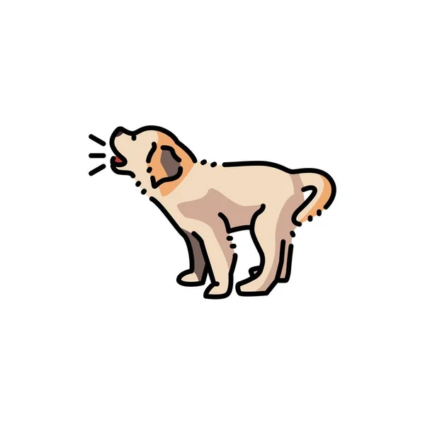 Barks Golden Retriever Puppy Color Line Icon Pictogram Web Page — Stock Vector