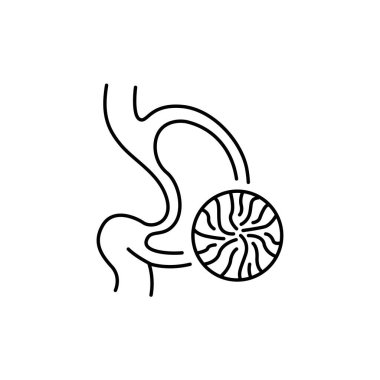 Gastrik ülser renk çizgisi ikonu. İnsan hastalıkları. Web sayfası, mobil uygulama, tanıtım için resim grafiği.