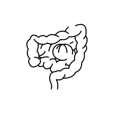 Bağırsak tıkanıklığı renk çizgisi simgesi. İnsan hastalıkları. Web sayfası, mobil uygulama, tanıtım için resim grafiği.