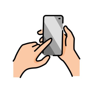 Eller telefon renk çizgisi simgesini tutuyor. Web sayfası için resim grafiği