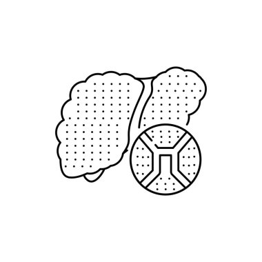 Karaciğer sirozu renk çizgisi simgesi. İnsan hastalıkları. Web sayfası, mobil uygulama, tanıtım için resim grafiği.