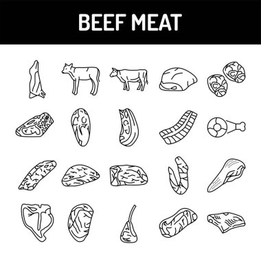 Et eti renk çizgisi simgeleri ayarlandı. Web sayfası için piktogramlar, mobil uygulama, tanıtım. UI UX GUI tasarım elemanı. Düzenlenebilir vuruş.