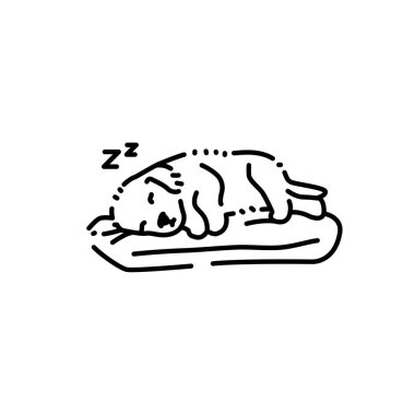 Uyuyan köpek yavrusu renk çizgisi simgesi. Web sayfası için resim grafiği