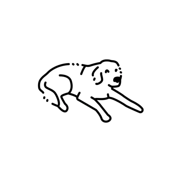 Golder retriever on the leash color line icon. Пиктограмма для веб-страницы — стоковый вектор