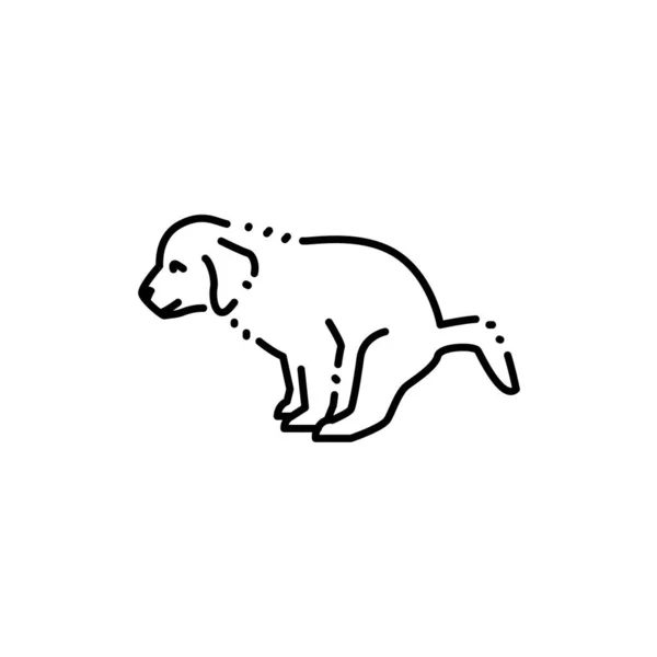 Pooping golden retriever puppy color line icon. Pictogram for web page — Stock Vector