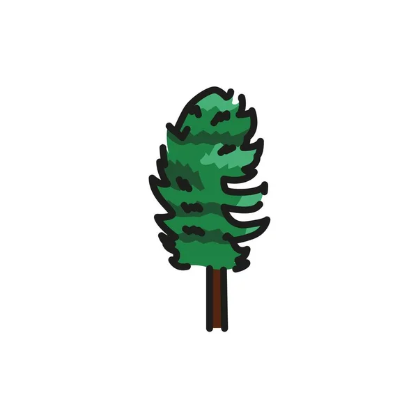 Cedar Tree Color Line Icon Pictogram Web Page Mobile App — Vetor de Stock
