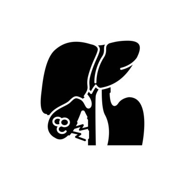 Kolelithias karaciğer renk çizgisi ikonu. İnsan hastalıkları. Web sayfası, mobil uygulama, tanıtım için resim grafiği.