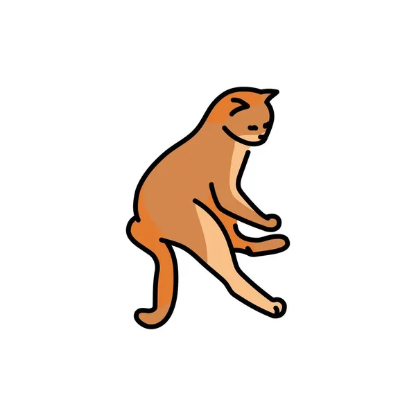 Cat stands in the position of a gopher color line icon. Pictogram