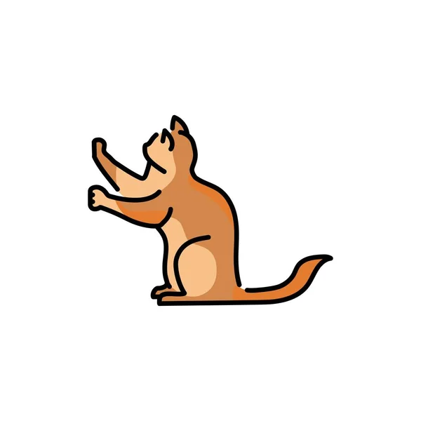Sitting cat sharpens its claws color line icon. Pictogram for web page - Stok Vektor