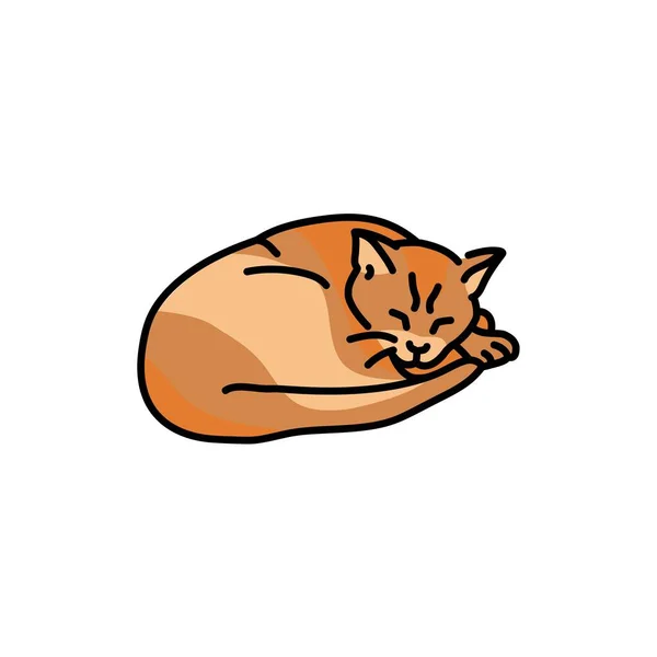 Sleeping cat color line icon. Pictogram for web page — Vetor de Stock