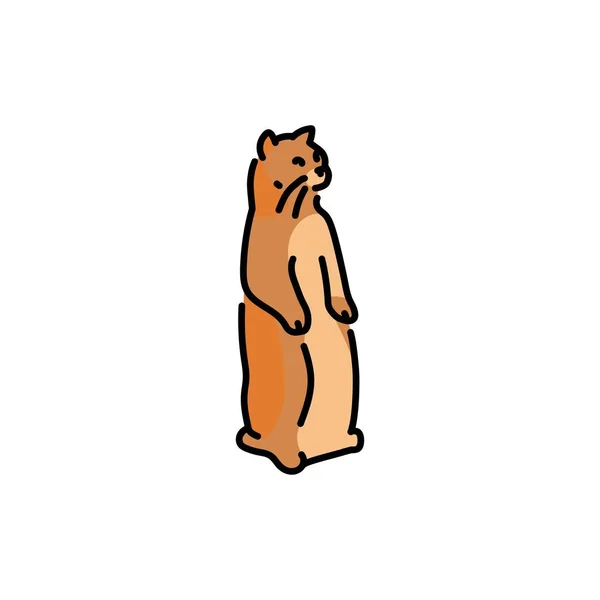Cat stands in the position of a gopher color line icon. Pictogram for web page — Vettoriale Stock
