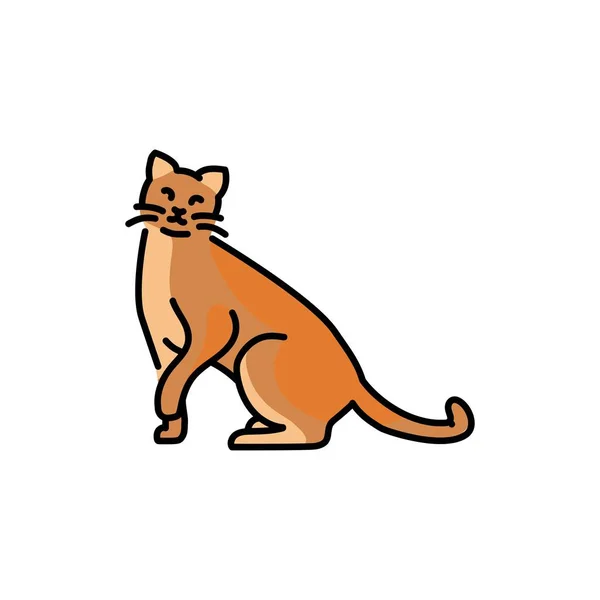 Happy cat sitting color line icon. Pictogram for web page - Stok Vektor