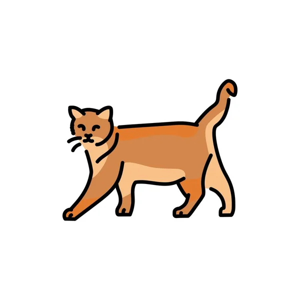 Happy cat standing color line icon. Pictogram for web page — Wektor stockowy